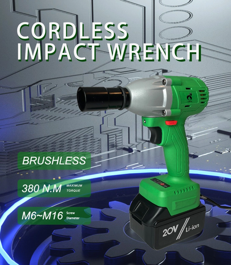 430nm High Torque Cordless Brushless Impact Wrench with Two 4.0ah Battery, Four Sockets and BMC Box