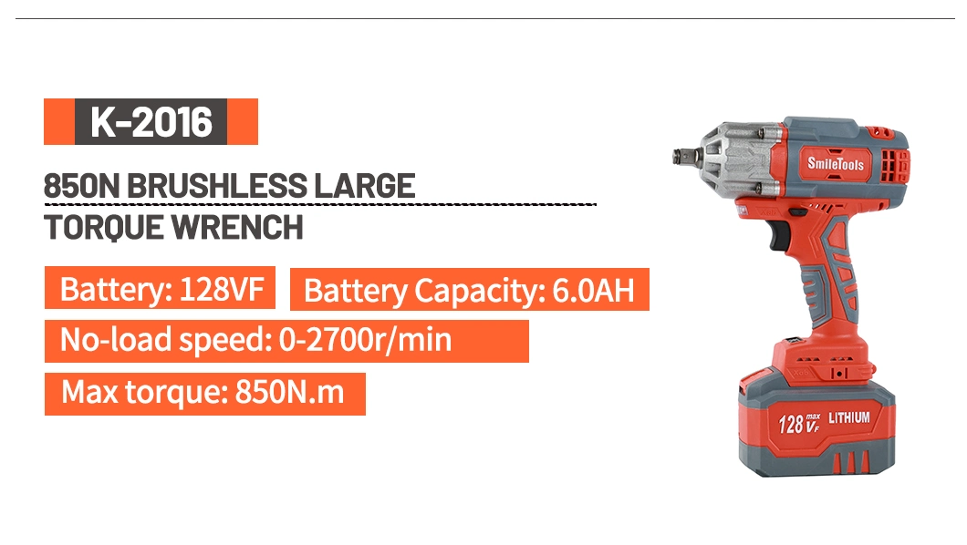 Brushless Cordless Impact Wrench Battery Power Tools 1/2&quot; High Torque Adjustable Impact Wrench