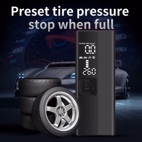 The Compact, Portable, Digital, Cordless, Rechargeable Air Pump, Air Compressor, Tyre Inflator with DC12V 1.3ah Li